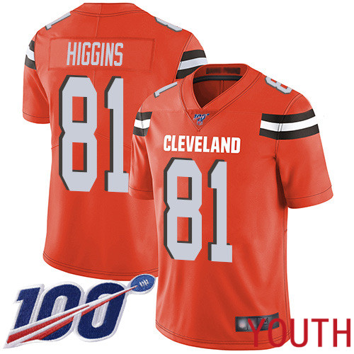 Cleveland Browns Rashard Higgins Youth Orange Limited Jersey 81 NFL Football Alternate 100th Season Vapor Untouchable